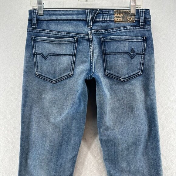 Volcom Jeans Womens Size 3/26 Stix Skinny Low Rise Light Washed Denim Blue - Picture 5 of 12